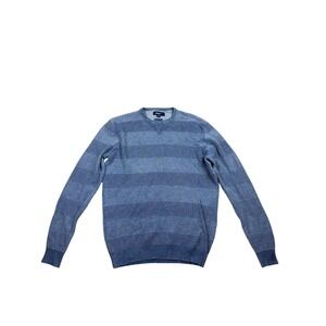johnnie-O Mens Blue Striped Cotton Modal Crewneck Sweater Size Medium